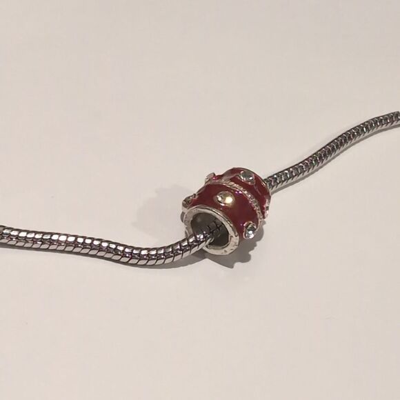 Silver Red Enamel Rhinestones Luggage Charm for‎ Pandora Style Bracelet - Picture 6 of 6